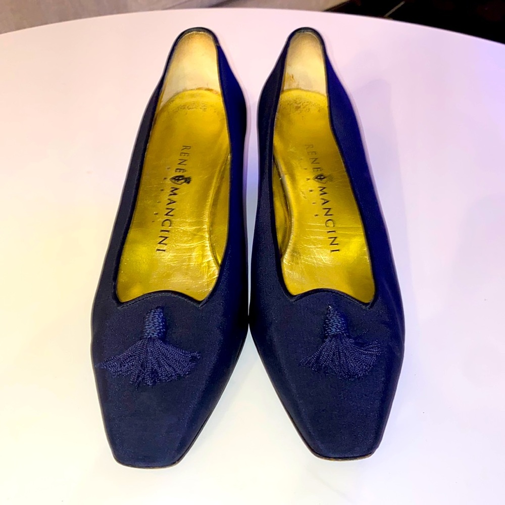 René Mancini Paris Leather Sole Fabric Upper Womens Low Heels